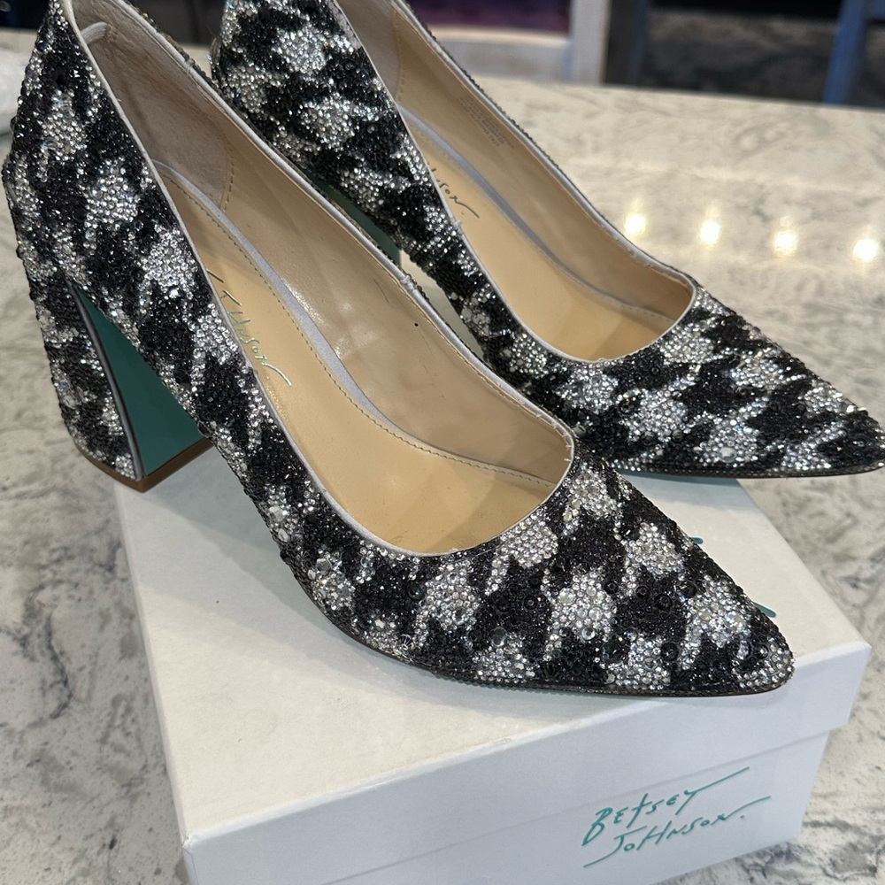 Betsey Johnson Sparkling Houndstooth Heels